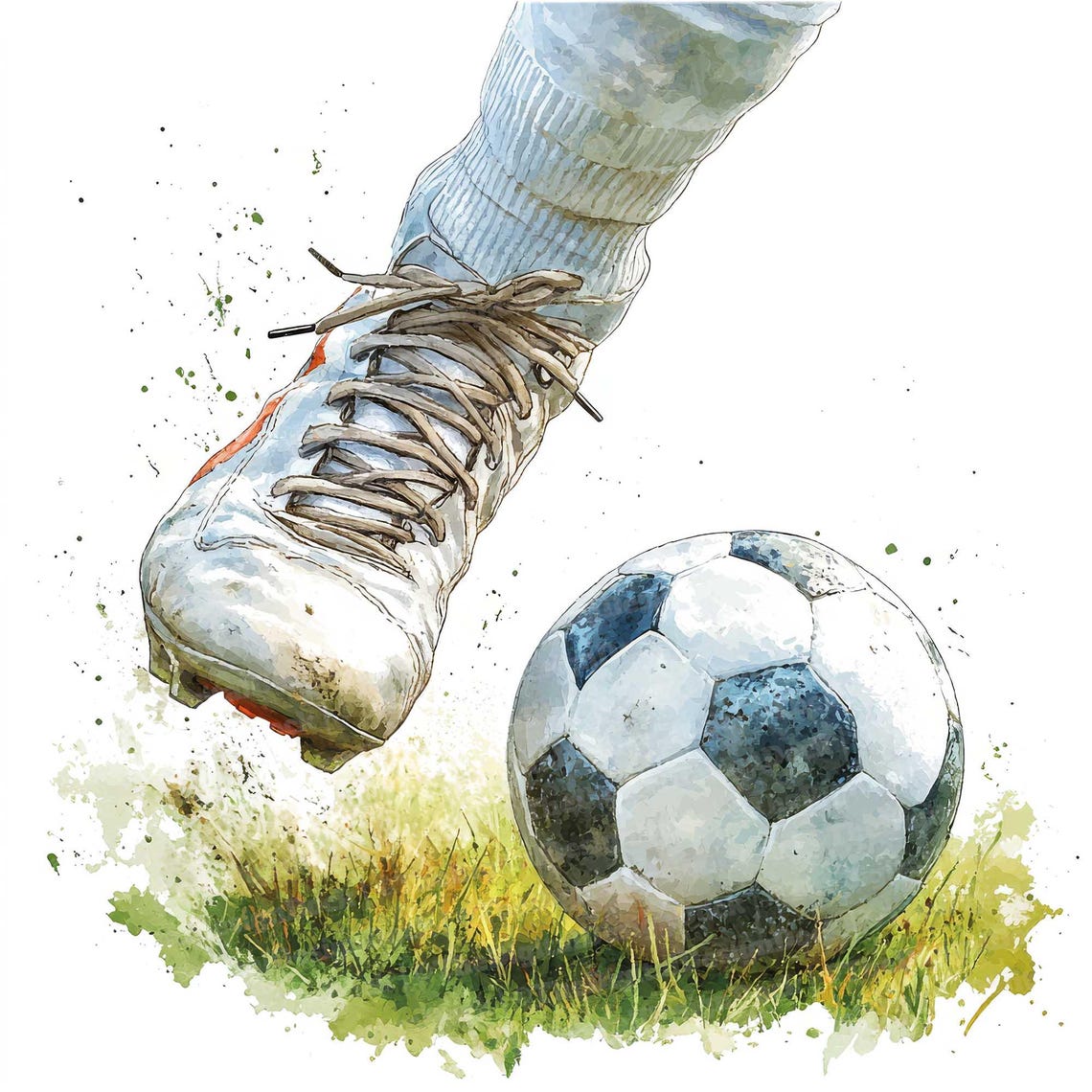 Soccer Clip Art, 12x Football Watercolor Clipart Set, Printable Sports Clip Art, Digital Download, Soccer Action, Paper Crafts, Junk Journal - Image 8