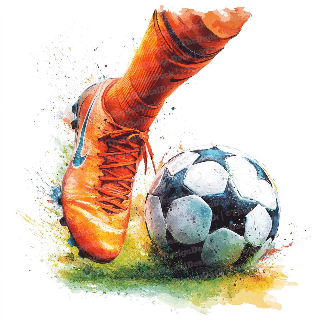 Soccer Clip Art, 12x Football Watercolor Clipart Set, Printable Sports Clip Art, Digital Download, Soccer Action, Paper Crafts, Junk Journal - Image 11