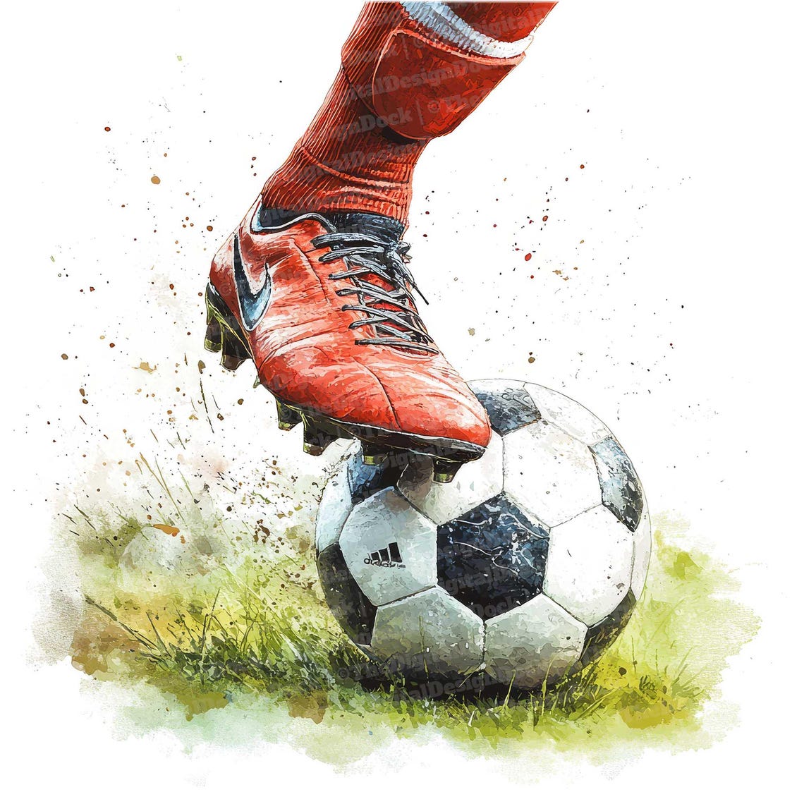 Soccer Clip Art, 12x Football Watercolor Clipart Set, Printable Sports Clip Art, Digital Download, Soccer Action, Paper Crafts, Junk Journal - Image 4