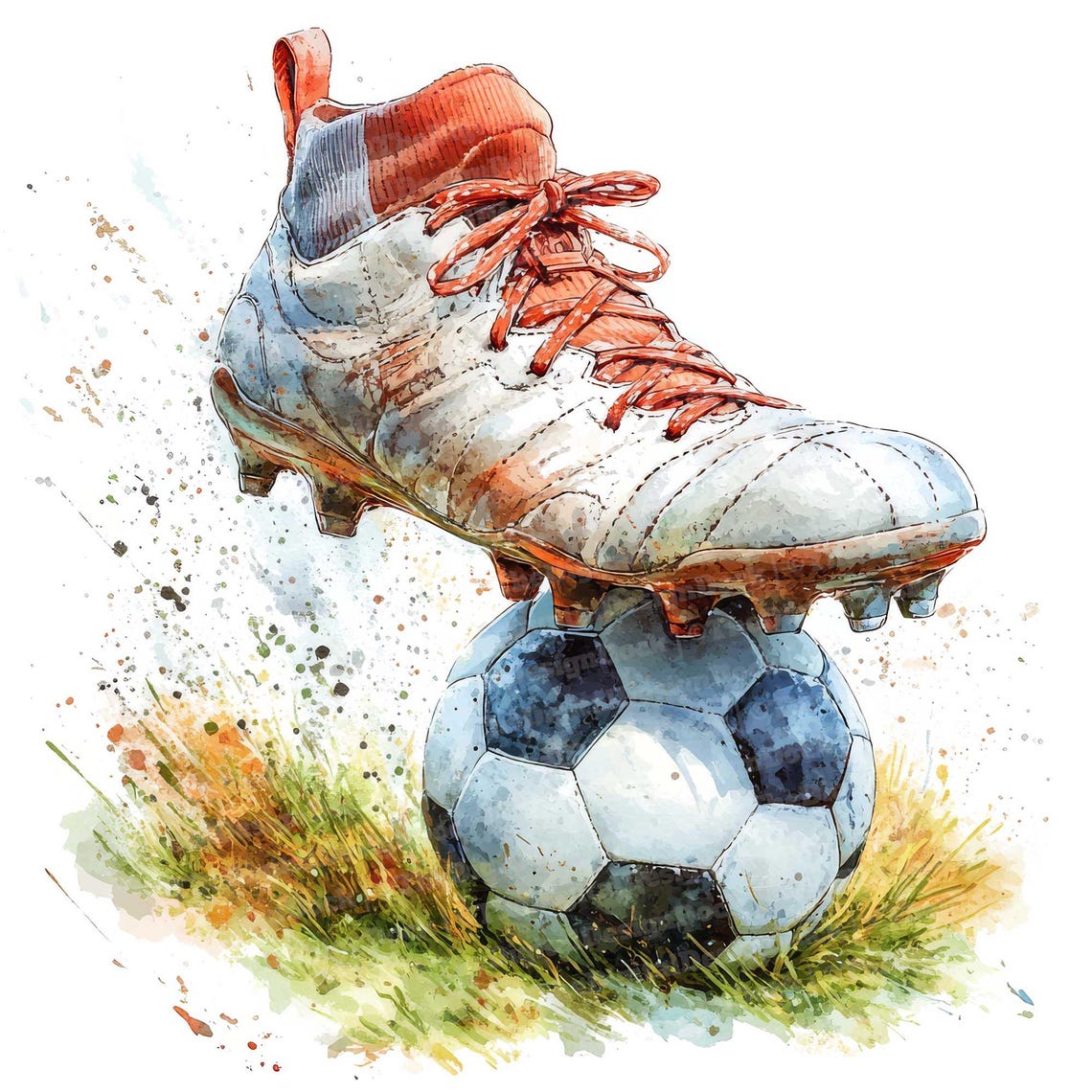 Soccer Clip Art, 12x Football Watercolor Clipart Set, Printable Sports Clip Art, Digital Download, Soccer Action, Paper Crafts, Junk Journal - Image 5