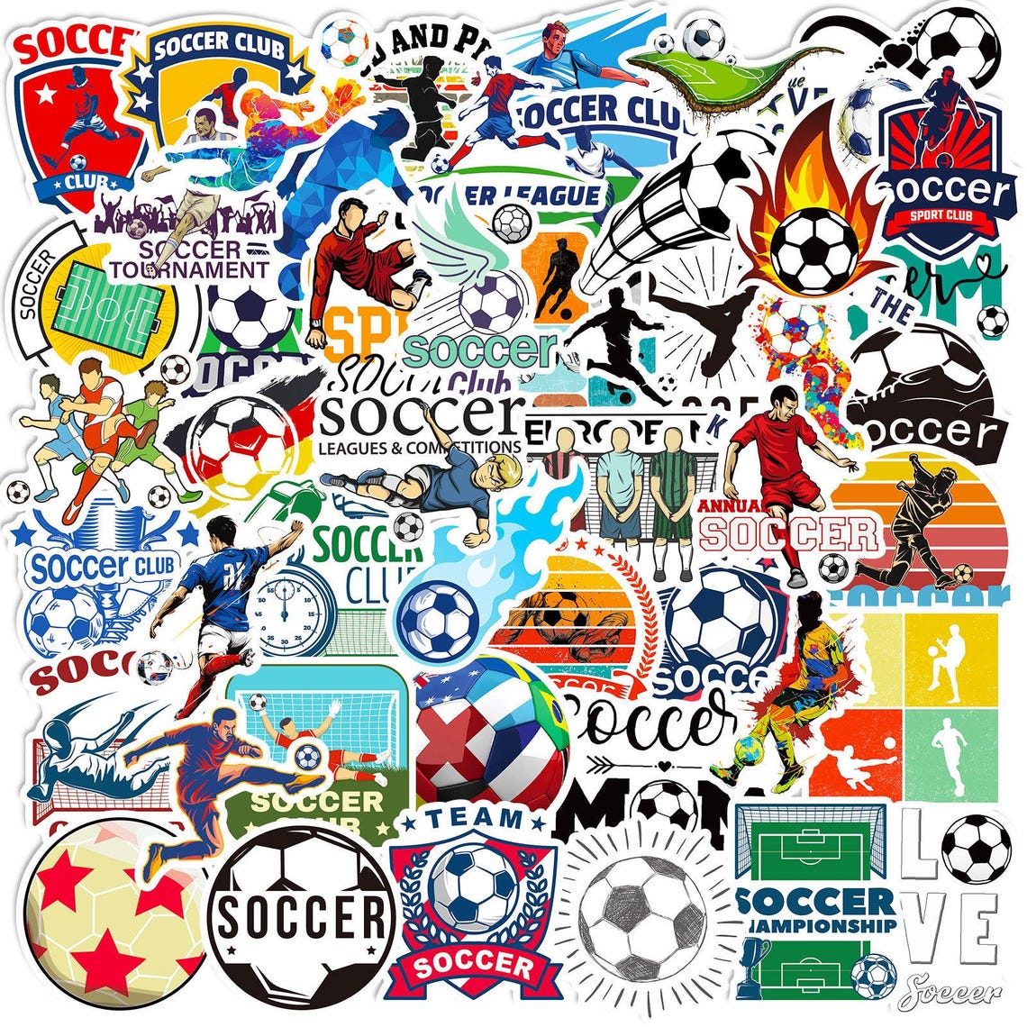 100Pcs Football Stickers,Decorative Stickers,Waterproof Laptop Stickers,Sticker for Kids Toys Gifts - Image 2