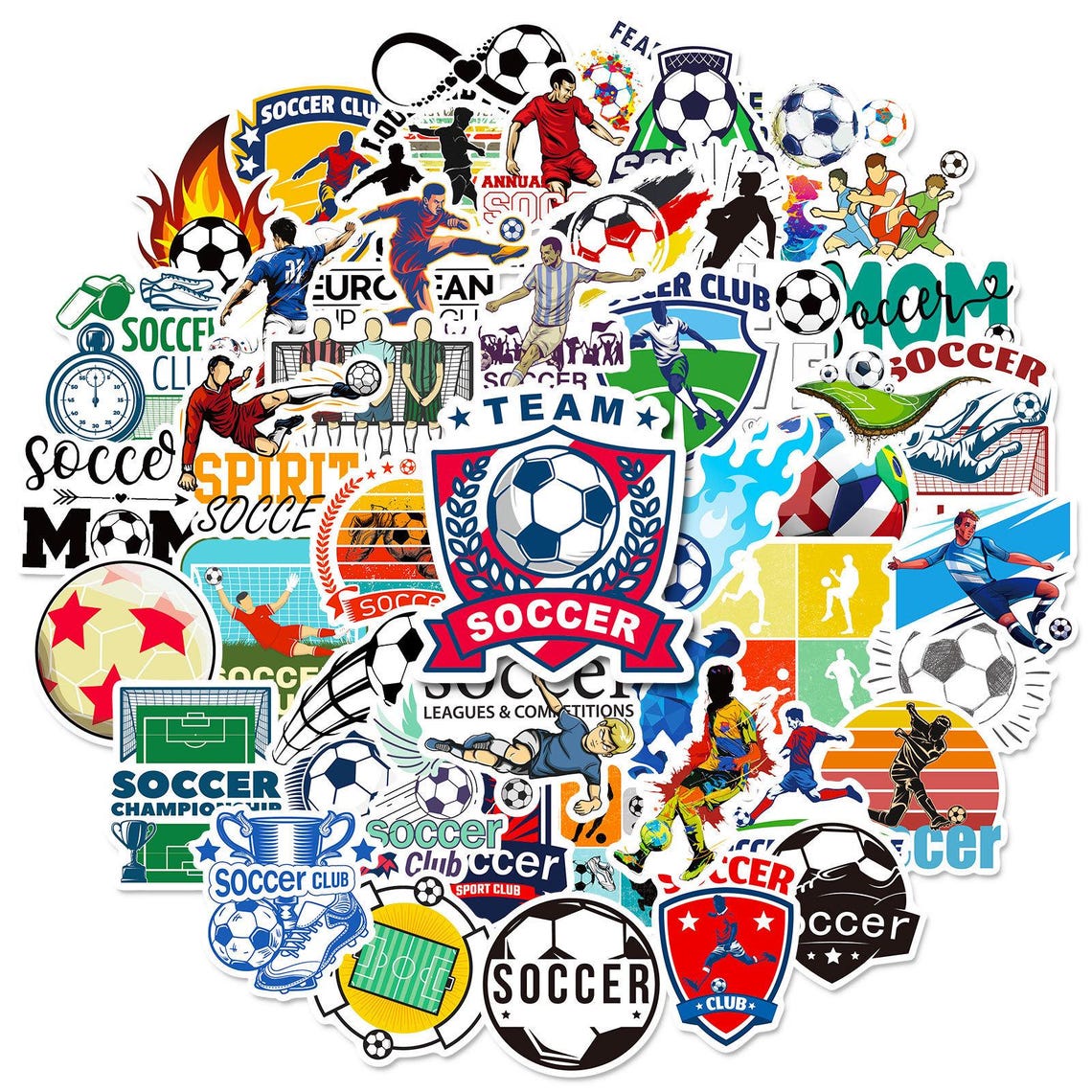 100Pcs Football Stickers,Decorative Stickers,Waterproof Laptop Stickers,Sticker for Kids Toys Gifts - Image 3