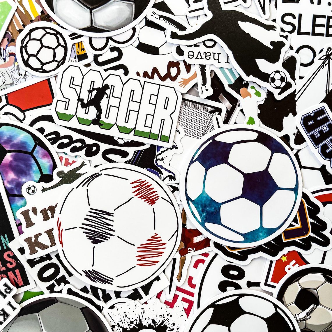 100pcs Soccer Stickers, Waterproof Sport Stickers for Laptop and Water Bottle, Sports Sticker Pack, Helmet and Bike Stickers, Soccer Gifts - Image 5
