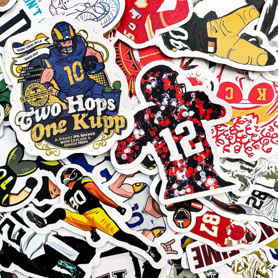 100 Random Football Stickers, Waterproof Vinyl Stickers, Cool Helmet Stickers, Sports Decals, American Football Player Stickers Pack - Image 3