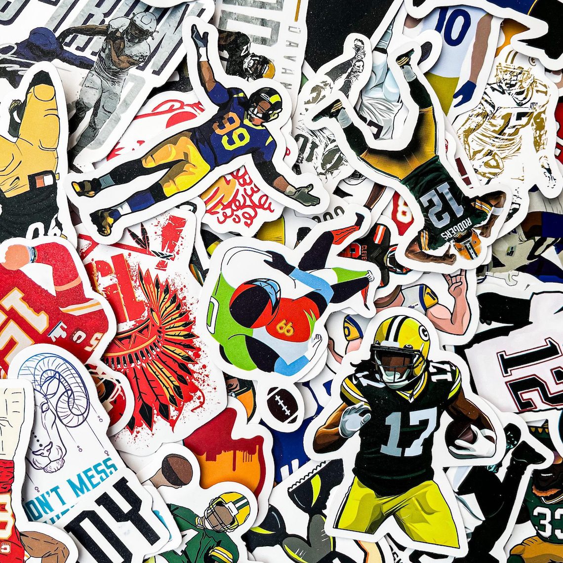 100 Random Football Stickers, Waterproof Vinyl Stickers, Cool Helmet Stickers, Sports Decals, American Football Player Stickers Pack - Image 8