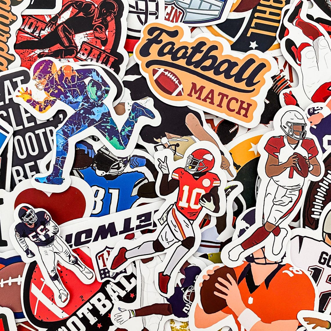 100pcs Sports Stickers, Football Helmet Stickers, Waterproof Stickers for Laptop, Water Bottle, Journal, Scrapbook - Image 2