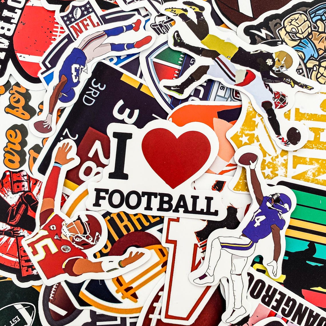 100pcs Sports Stickers, Football Helmet Stickers, Waterproof Stickers for Laptop, Water Bottle, Journal, Scrapbook - Image 4