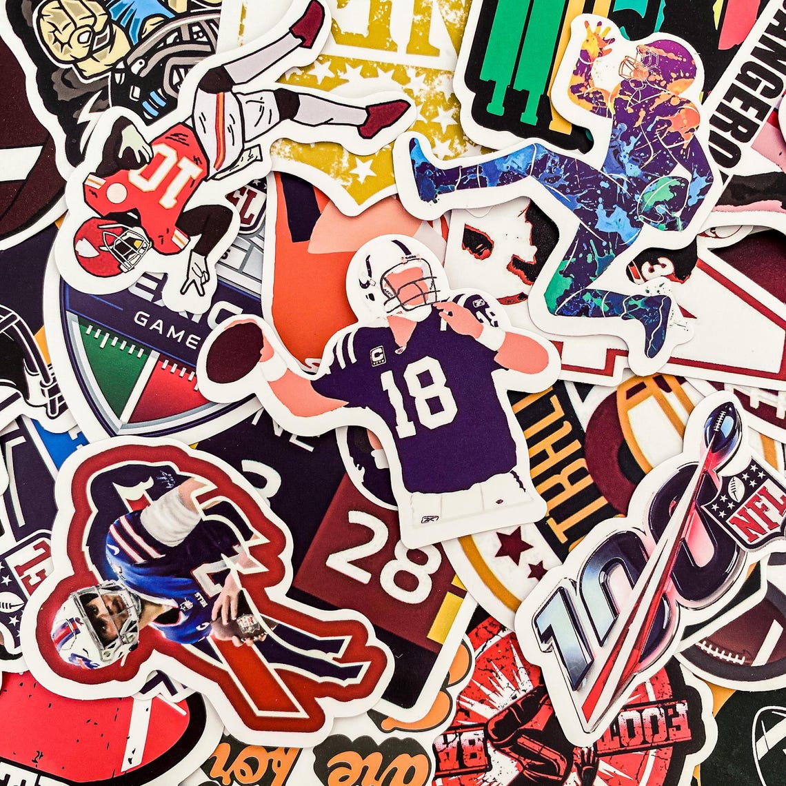 100pcs Sports Stickers, Football Helmet Stickers, Waterproof Stickers for Laptop, Water Bottle, Journal, Scrapbook - Image 5