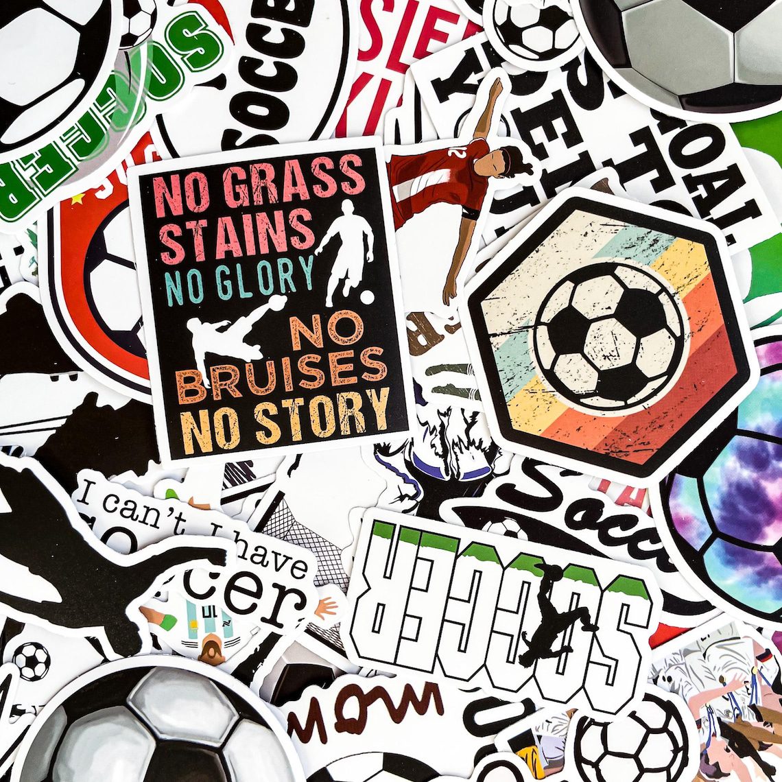 100pcs Soccer Stickers, Waterproof Sport Stickers for Laptop and Water Bottle, Sports Sticker Pack, Helmet and Bike Stickers, Soccer Gifts - Image 3