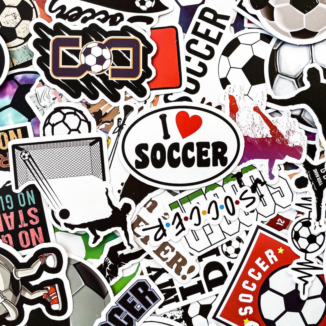 100pcs Soccer Stickers, Waterproof Sport Stickers for Laptop and Water Bottle, Sports Sticker Pack, Helmet and Bike Stickers, Soccer Gifts - Image 7
