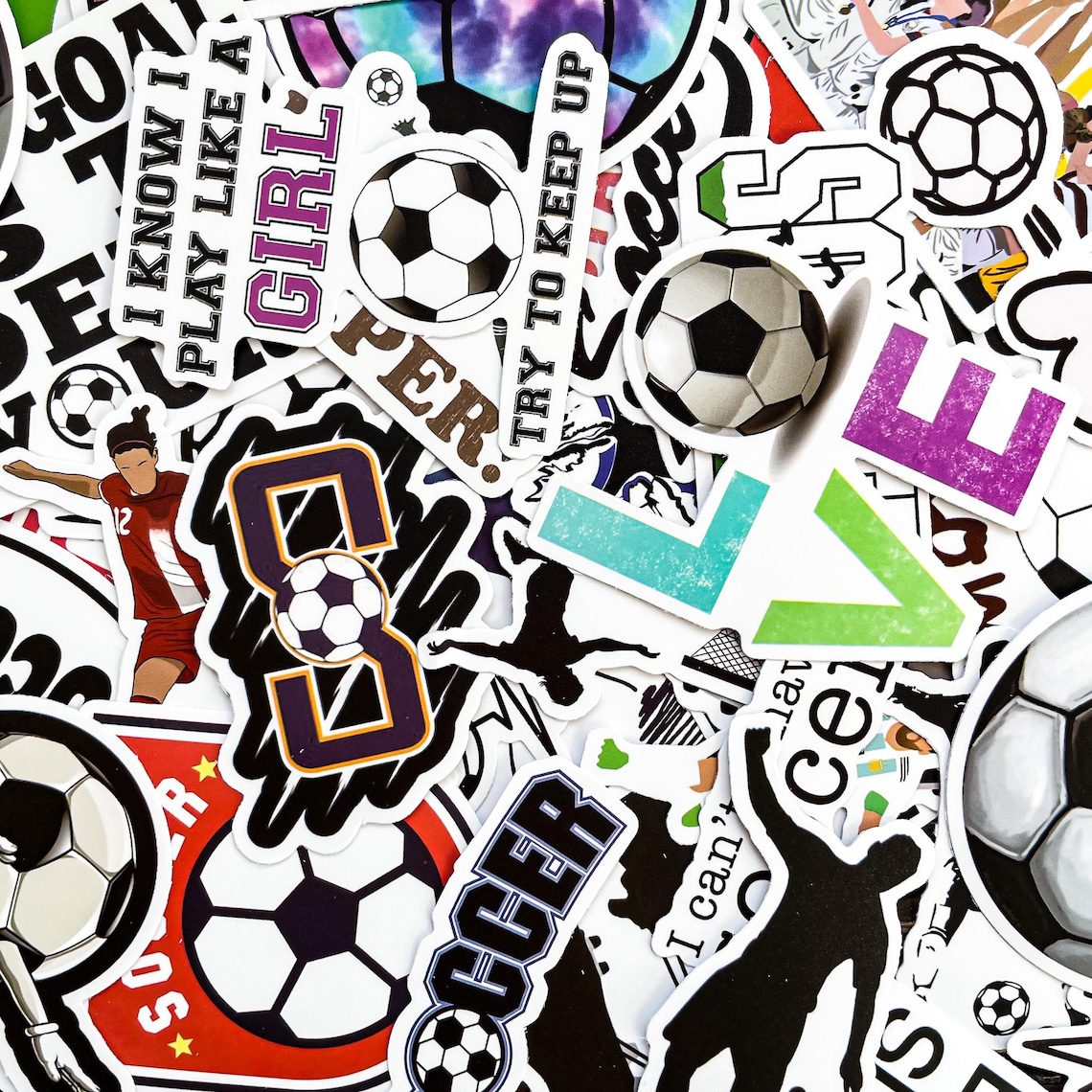 100pcs Soccer Stickers, Waterproof Sport Stickers for Laptop and Water Bottle, Sports Sticker Pack, Helmet and Bike Stickers, Soccer Gifts - Image 4