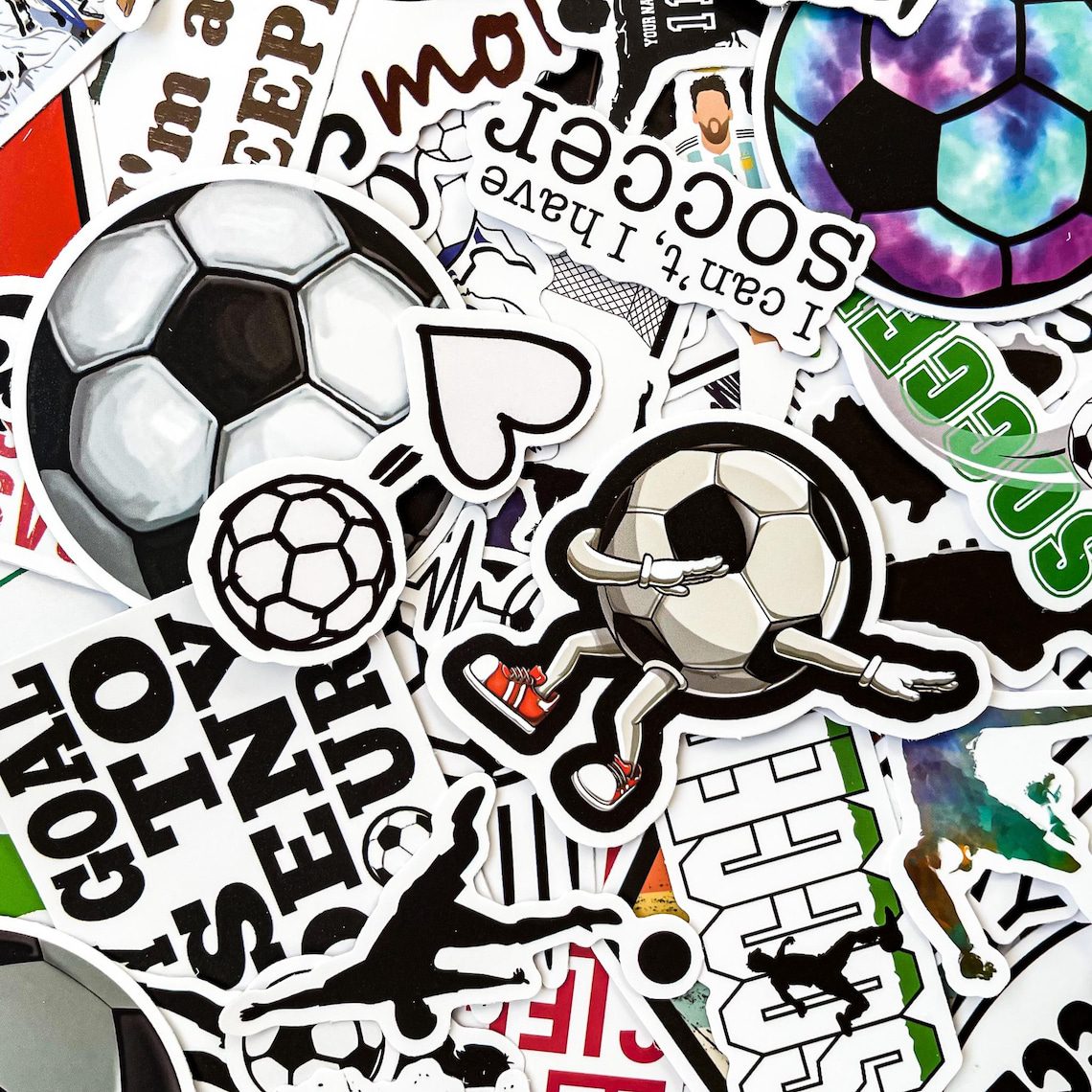 100pcs Soccer Stickers, Waterproof Sport Stickers for Laptop and Water Bottle, Sports Sticker Pack, Helmet and Bike Stickers, Soccer Gifts - Image 9