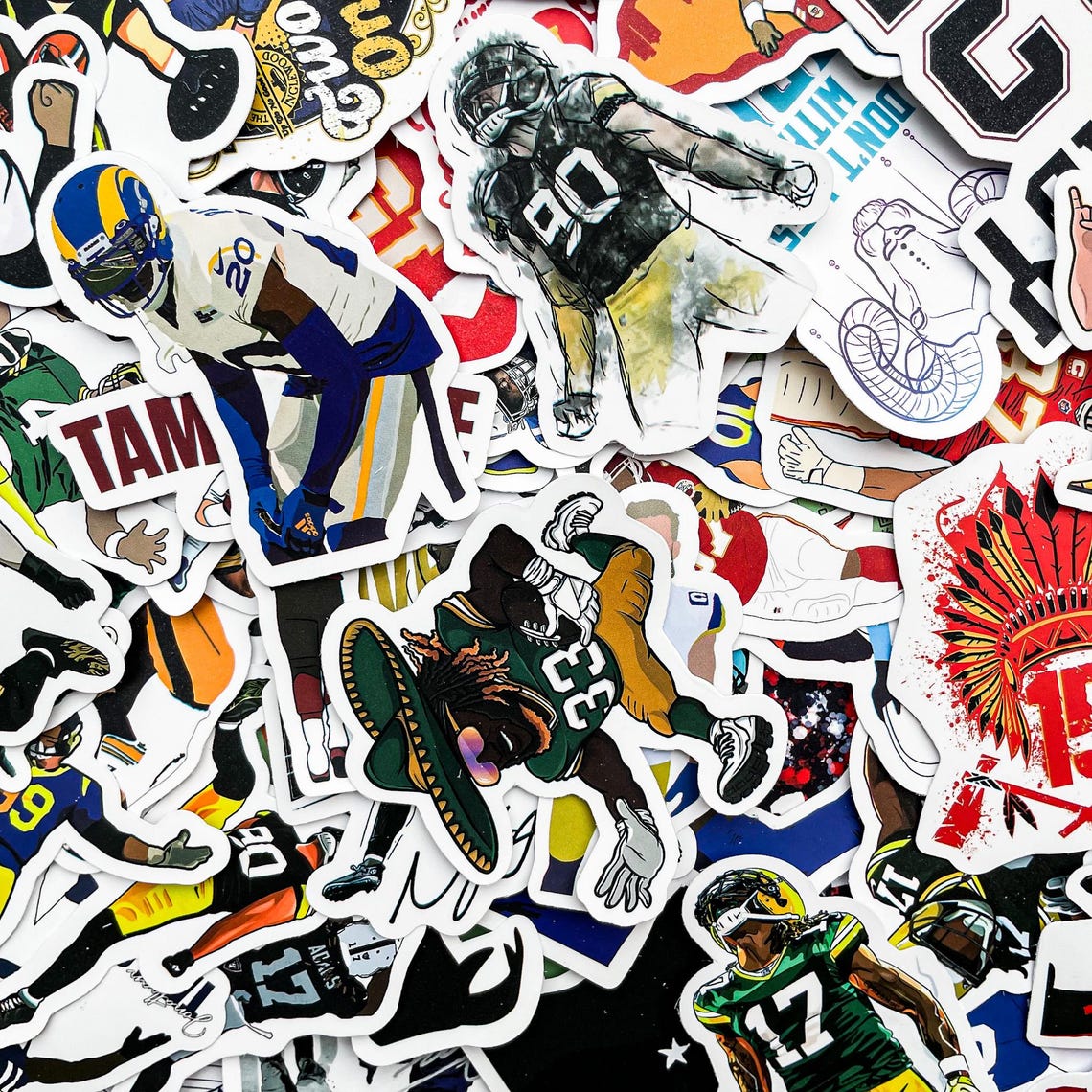 100pcs Sports Stickers, Vinyl Stickers for Helmets, Funny Football Stickers, Durable Decals, NFL Inspired Sticker Pack for Fans - Image 9