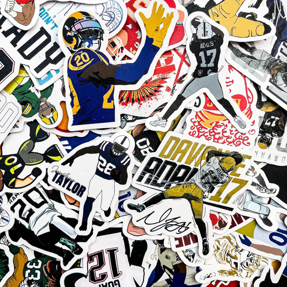 100 Random Football Stickers, Waterproof Vinyl Stickers, Cool Helmet Stickers, Sports Decals, American Football Player Stickers Pack - Image 2