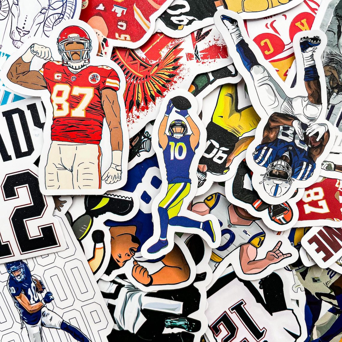 100 Random Football Stickers, Waterproof Vinyl Stickers, Cool Helmet Stickers, Sports Decals, American Football Player Stickers Pack - Image 5