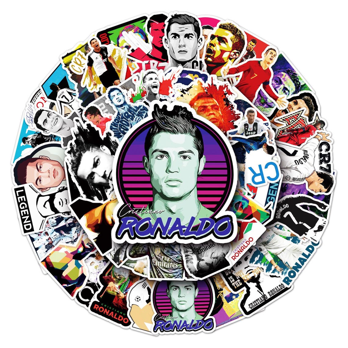Football Superstar C.Ronaldo Stickers Pack: DIY Creative Waterproof Vinyl Decals(50/52/102Pcs) - Image 9