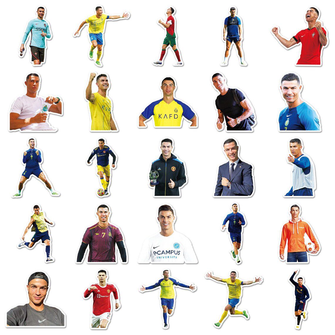 Football Superstar C.Ronaldo Stickers Pack: DIY Creative Waterproof Vinyl Decals(50/52/102Pcs) - Image 3