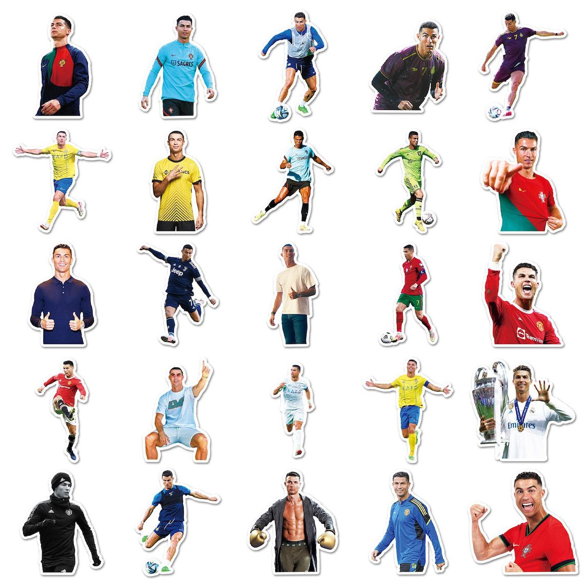 Football Superstar C.Ronaldo Stickers Pack: DIY Creative Waterproof Vinyl Decals(50/52/102Pcs) - Image 4