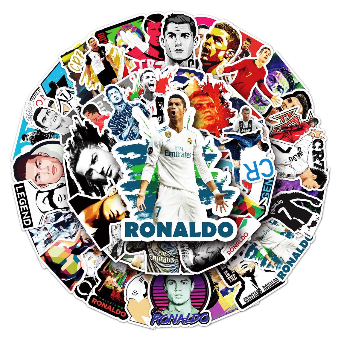 Football Superstar C.Ronaldo Stickers Pack: DIY Creative Waterproof Vinyl Decals(50/52/102Pcs) - Image 10