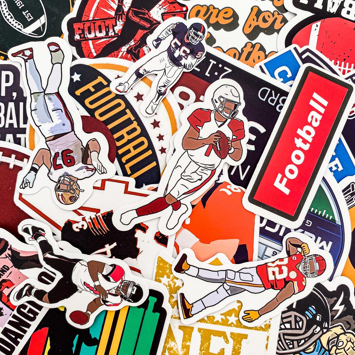 100pcs Sports Stickers, Football Helmet Stickers, Waterproof Stickers for Laptop, Water Bottle, Journal, Scrapbook - Image 3