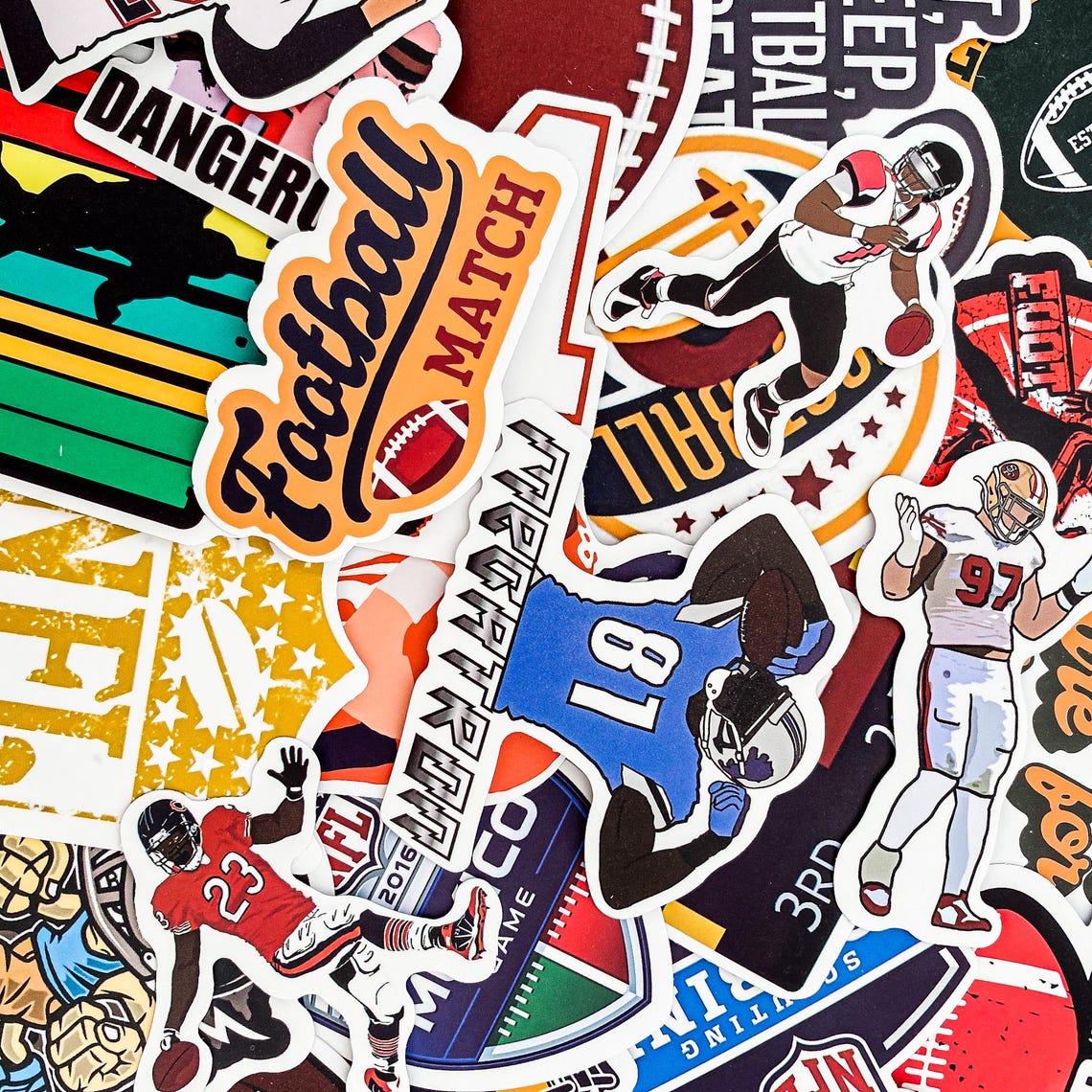 100pcs Sports Stickers, Football Helmet Stickers, Waterproof Stickers for Laptop, Water Bottle, Journal, Scrapbook - Image 7