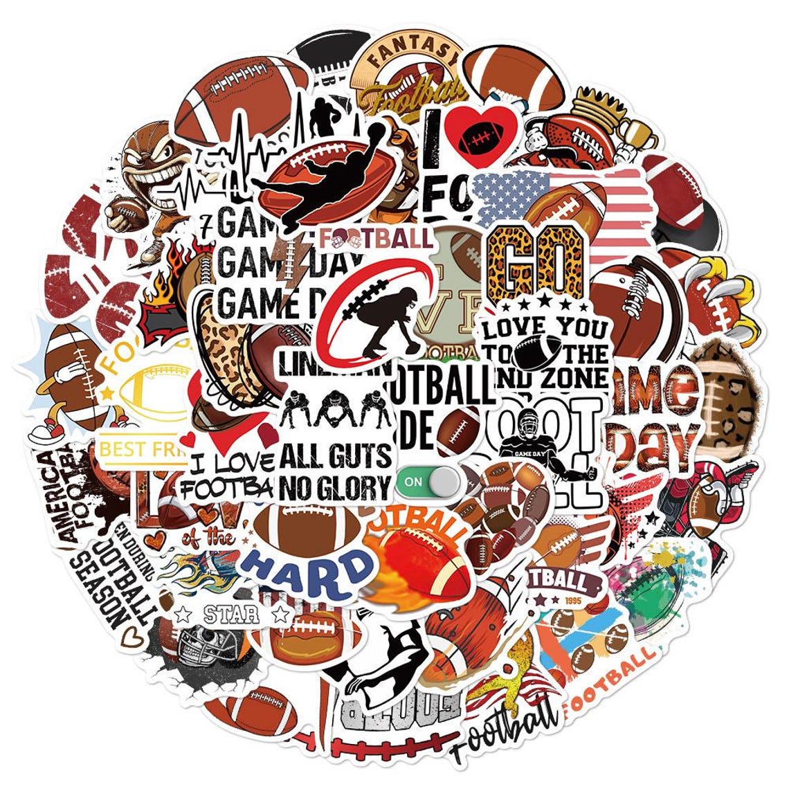 Rugby Football Stickers Pack: Waterproof Vinyl Decals for Laptop, Skateboard(50/100Pcs) - Image 11