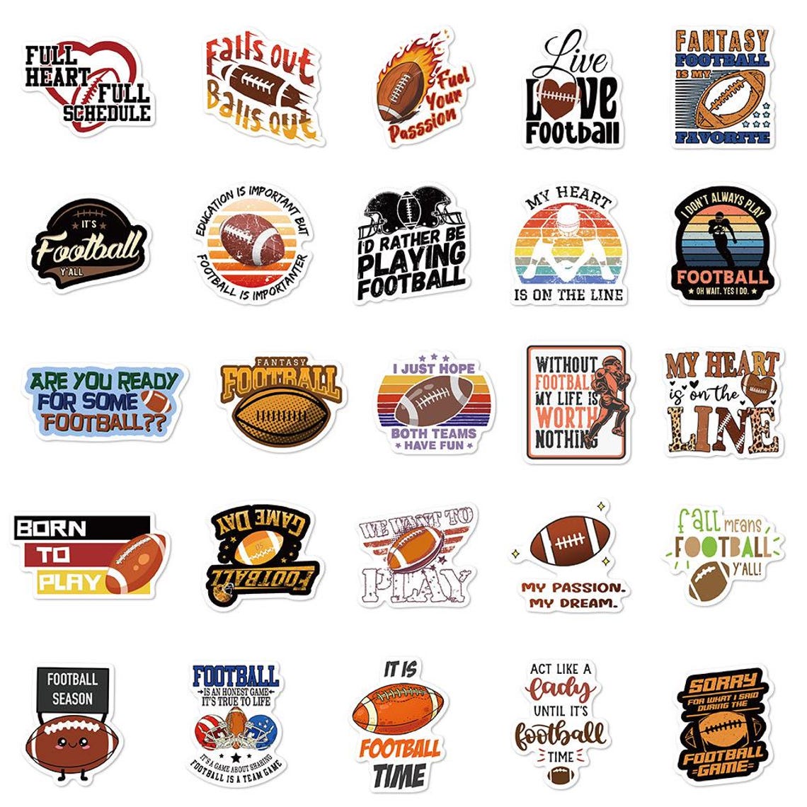 Rugby Football Stickers Pack: Waterproof Vinyl Decals for Laptop, Skateboard(50/100Pcs) - Image 4