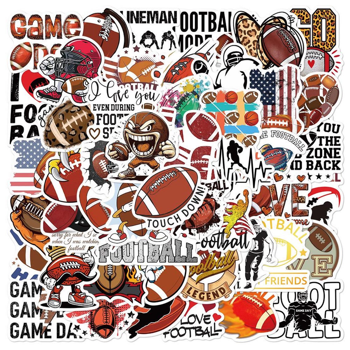 Rugby Football Stickers Pack: Waterproof Vinyl Decals for Laptop, Skateboard(50/100Pcs) - Image 8