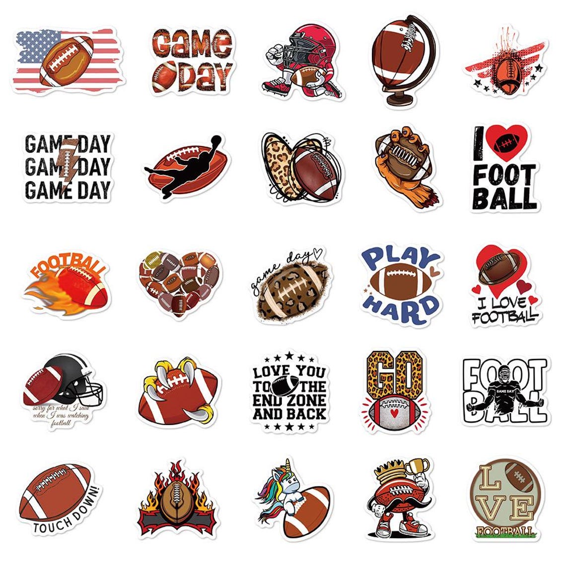 Rugby Football Stickers Pack: Waterproof Vinyl Decals for Laptop, Skateboard(50/100Pcs) - Image 10