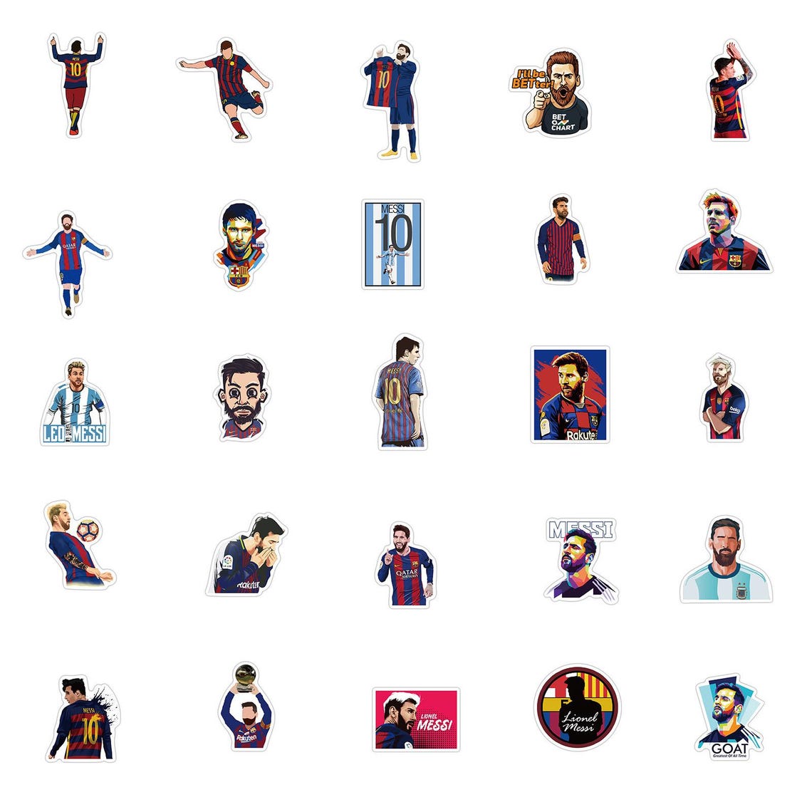 Cristiano Ronaldo & Messi Stickers Pack: DIY Creative Waterproof Vinyl Decals(50Pcs/set) - Image 10