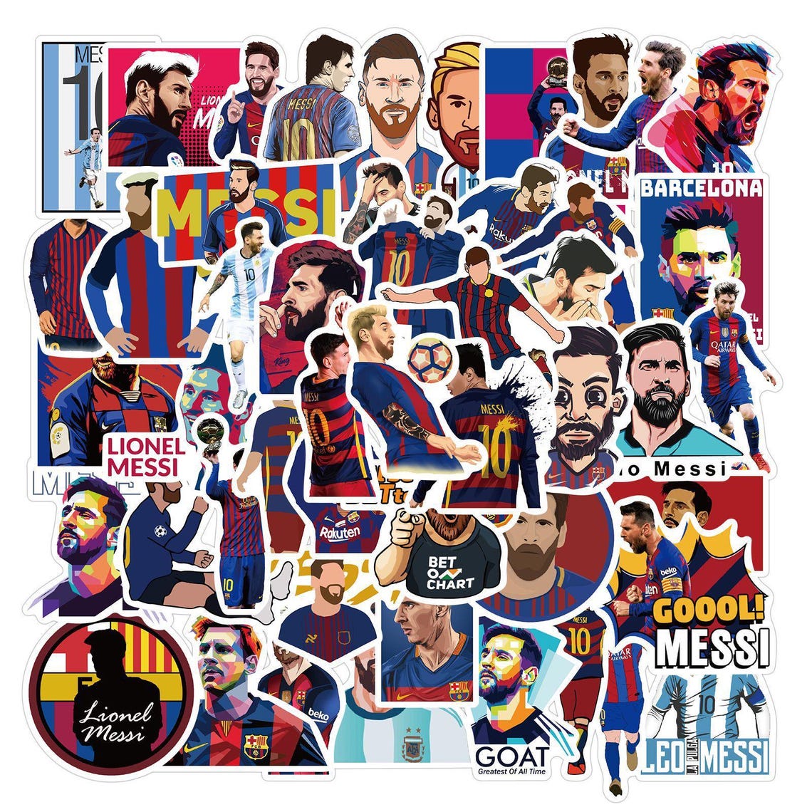 Cristiano Ronaldo & Messi Stickers Pack: DIY Creative Waterproof Vinyl Decals(50Pcs/set) - Image 8
