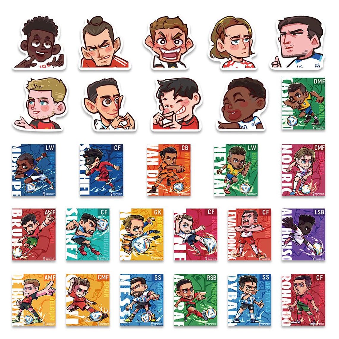 World Cup Star Stickers: Q-Version Football Decals, Waterproof Vinyl (50/54 Pcs) - Image 8