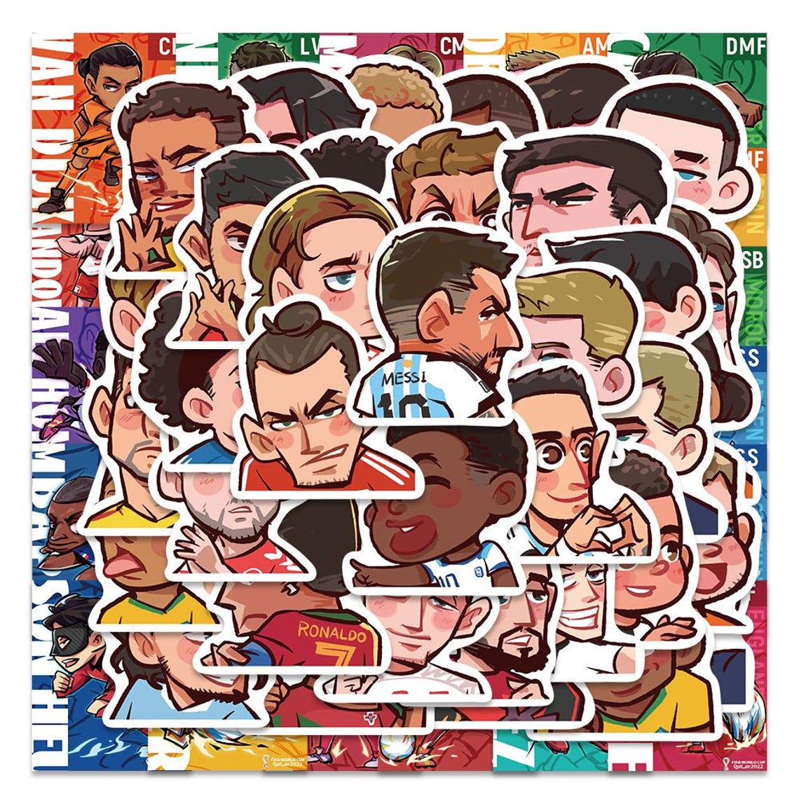 World Cup Star Stickers: Q-Version Football Decals, Waterproof Vinyl (50/54 Pcs) - Image 7