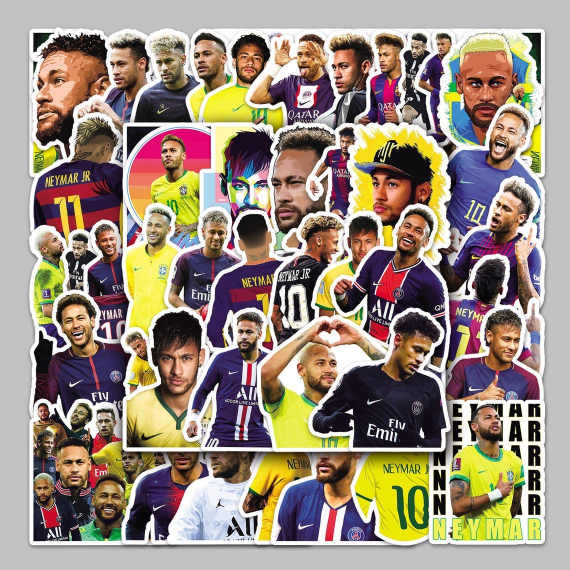Brazilian Football Superstar Neymar Stickers Pack: DIY Waterproof Vinyl Decals(50Pcs/set) - Image 6