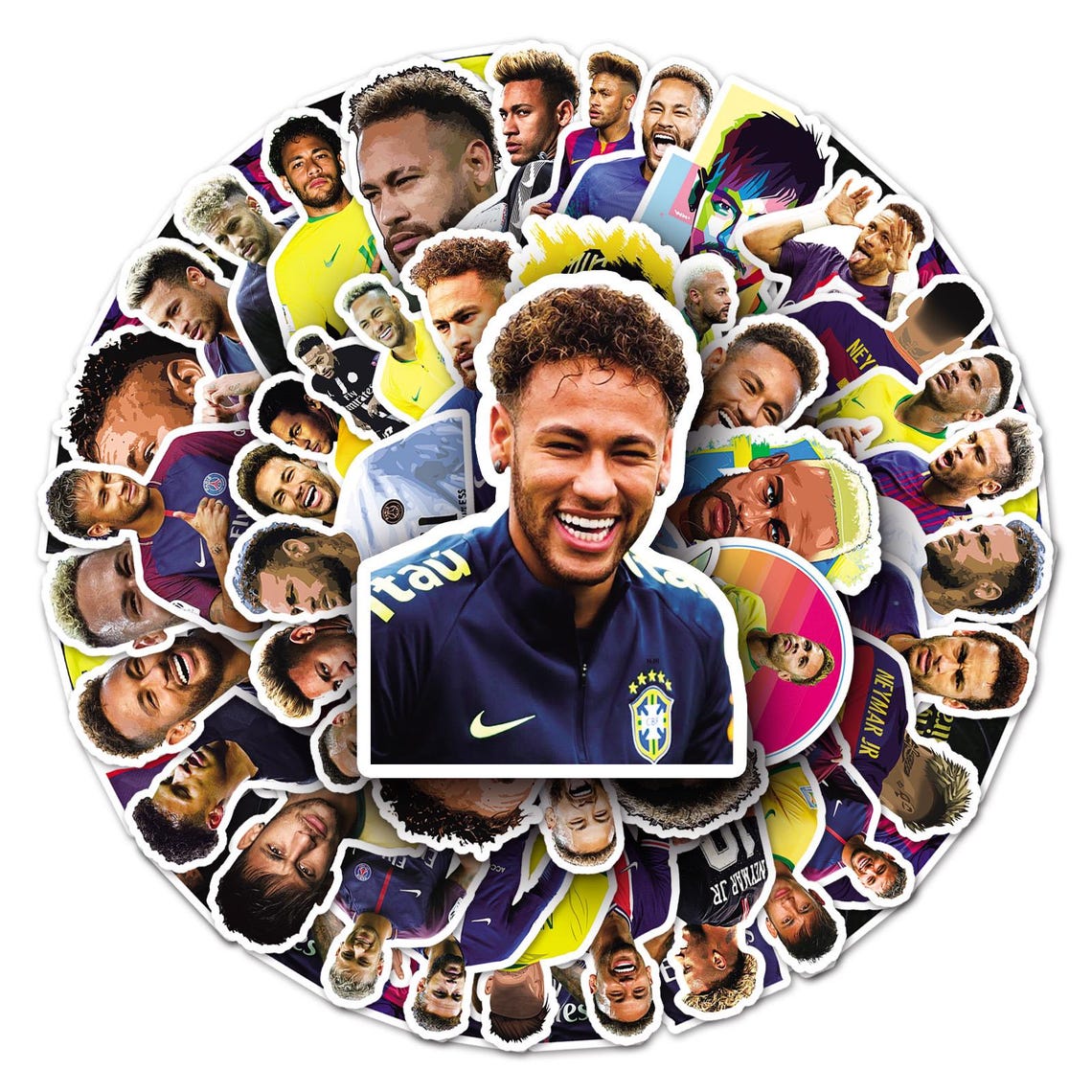 Brazilian Football Superstar Neymar Stickers Pack: DIY Waterproof Vinyl Decals(50Pcs/set) - Image 2
