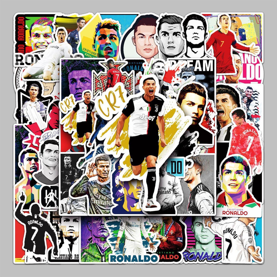 Football Superstar C.Ronaldo Stickers Pack: DIY Creative Waterproof Vinyl Decals(50/52/102Pcs) - Image 6