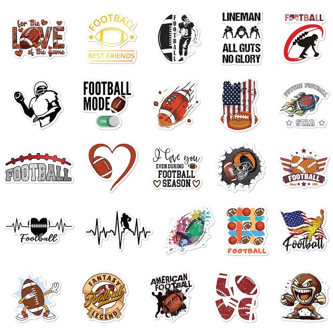 Rugby Football Stickers Pack: Waterproof Vinyl Decals for Laptop, Skateboard(50/100Pcs) - Image 9