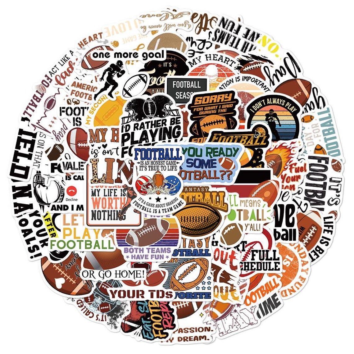 Rugby Football Stickers Pack: Waterproof Vinyl Decals for Laptop, Skateboard(50/100Pcs) - Image 5