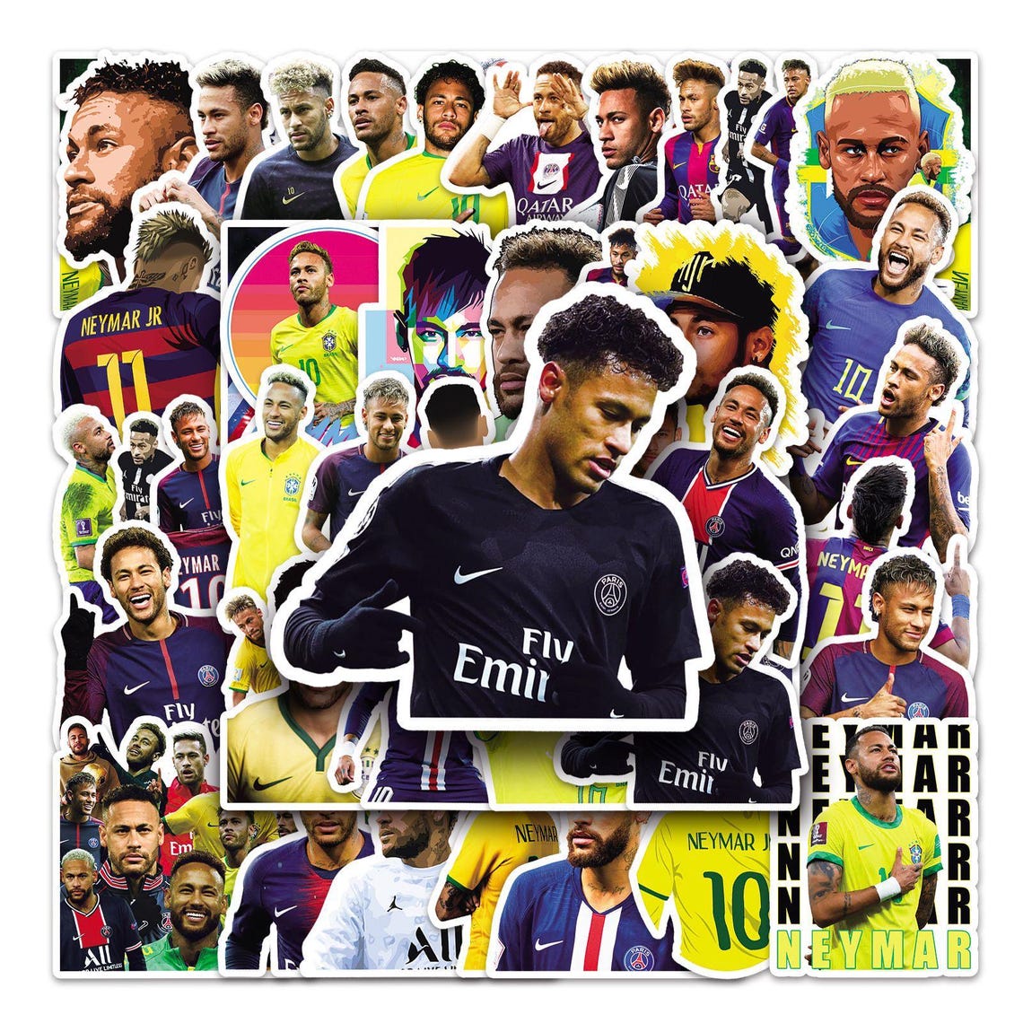 Brazilian Football Superstar Neymar Stickers Pack: DIY Waterproof Vinyl Decals(50Pcs/set) - Image 8