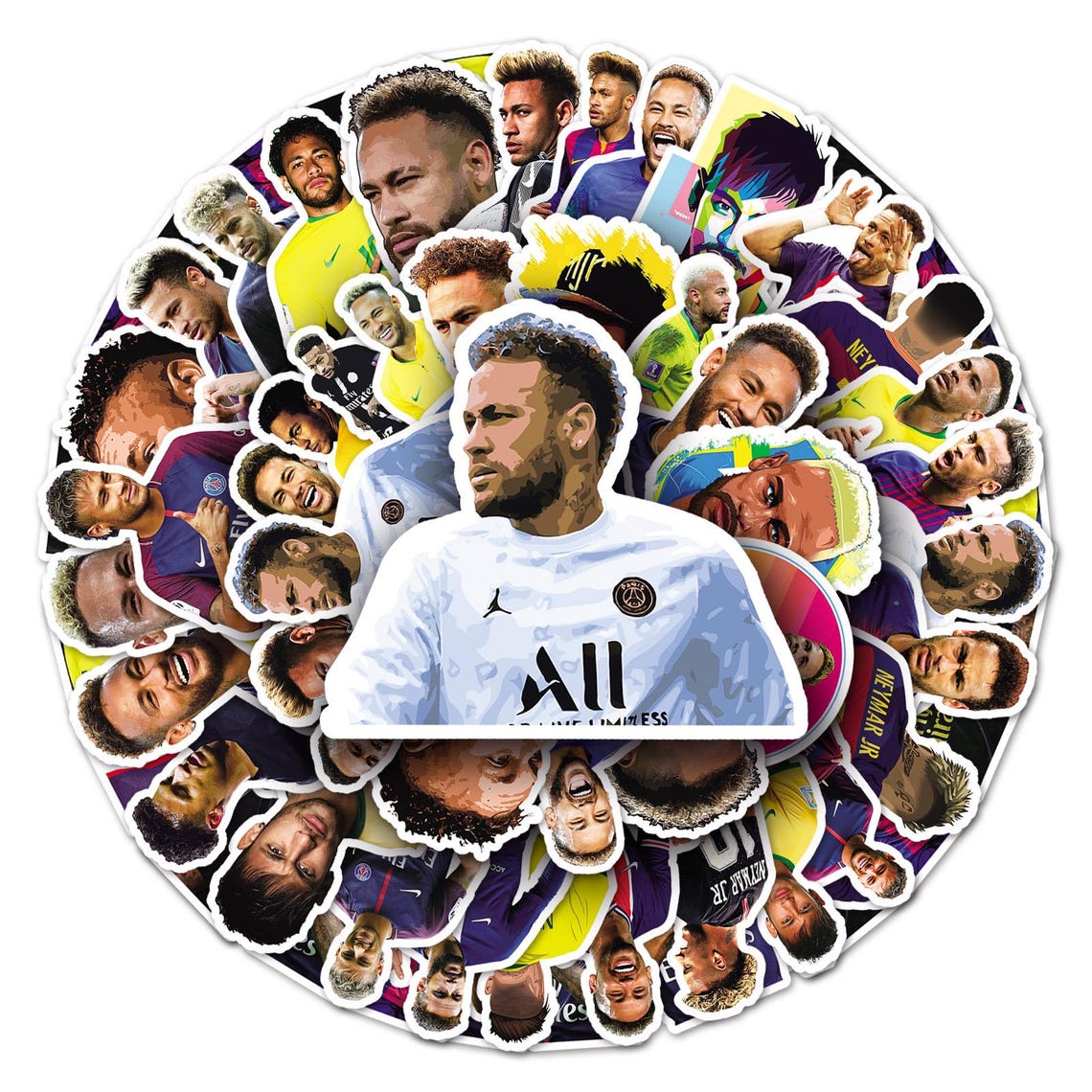 Brazilian Football Superstar Neymar Stickers Pack: DIY Waterproof Vinyl Decals(50Pcs/set) - Image 9