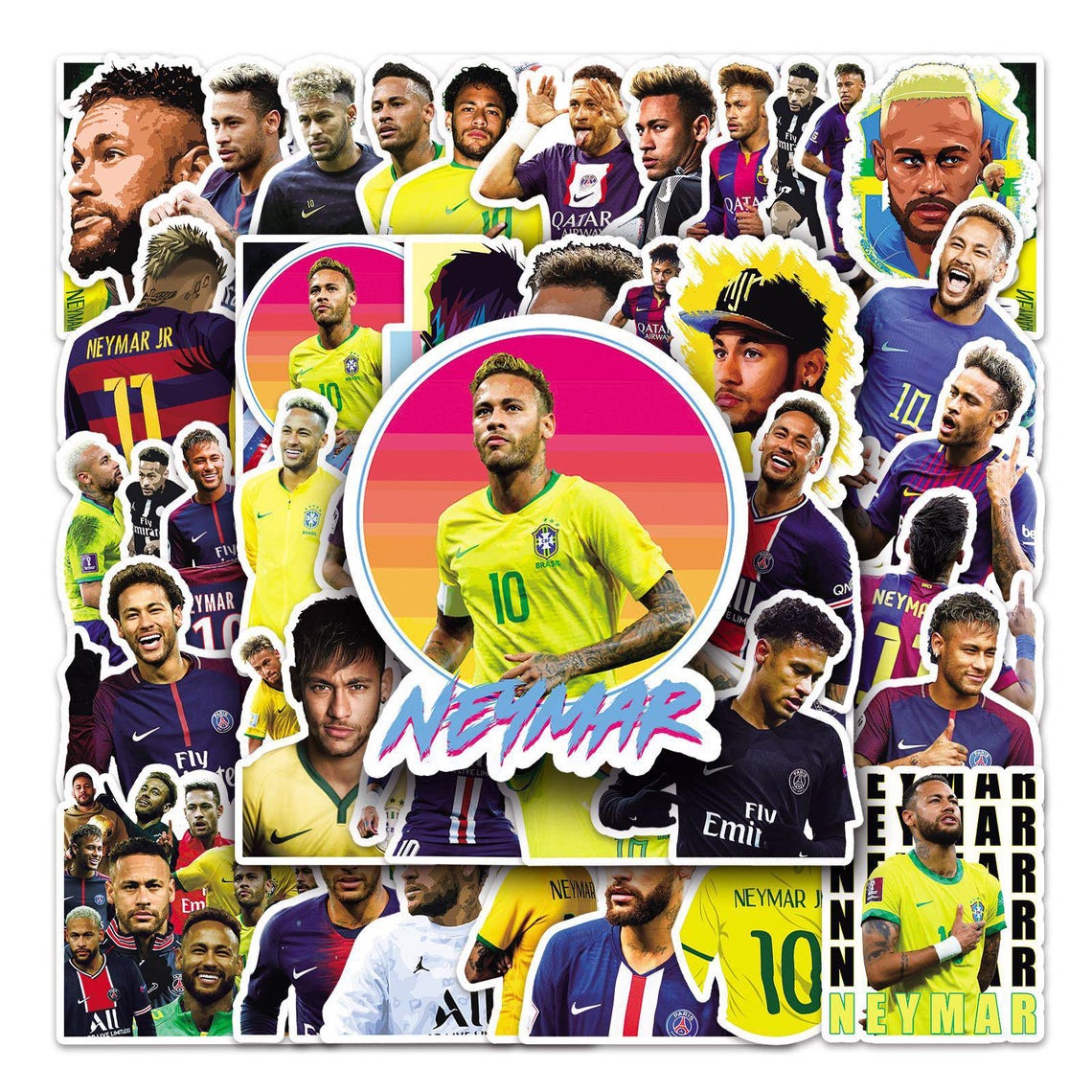 Brazilian Football Superstar Neymar Stickers Pack: DIY Waterproof Vinyl Decals(50Pcs/set) - Image 5