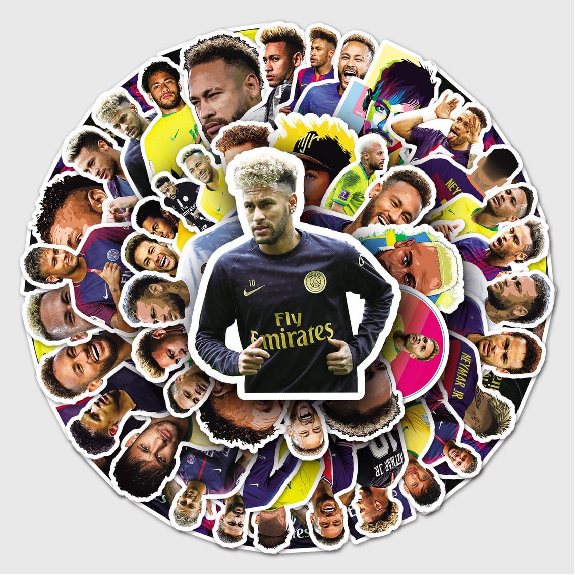 Brazilian Football Superstar Neymar Stickers Pack: DIY Waterproof Vinyl Decals(50Pcs/set) - Image 7