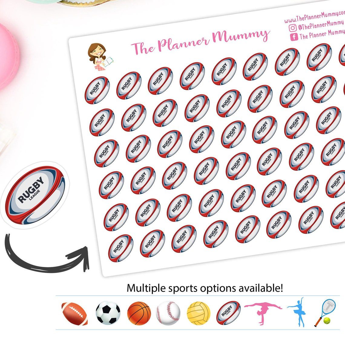 Baseball Netball Soccer Basketball Game Icon Reminder Planner Diary Stickers Football Match School Sports Organised Mummy Kikki K - Image 2