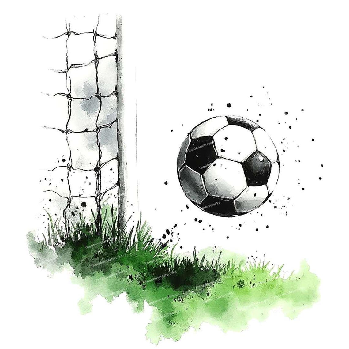 12 Soccer Ball Clipart, Soccer Clipart, Watercolor Soccer, Watercolor Football Clipart, High Quality JPGs, Digital Download, Junk Journals - Image 6