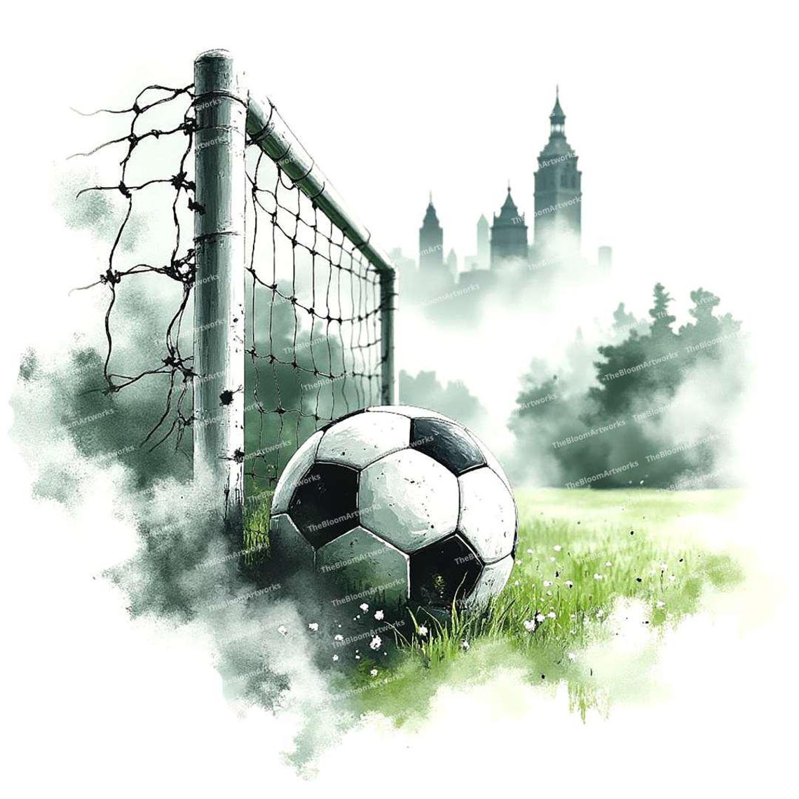 12 Soccer Ball Clipart, Soccer Clipart, Watercolor Soccer, Watercolor Football Clipart, High Quality JPGs, Digital Download, Junk Journals - Image 8