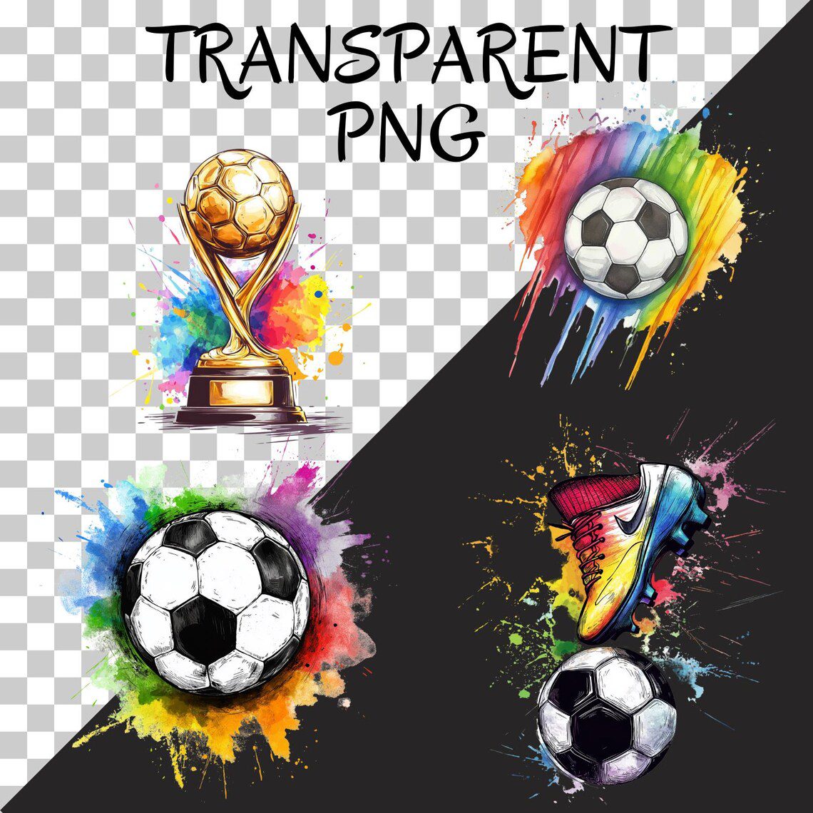 20 Watercolor Football Clipart, Sports Clipart Set, Football Goal PNG,Watercolor Soccer Elements, FootBall PNG Bundle, Digital Football Art - Image 7