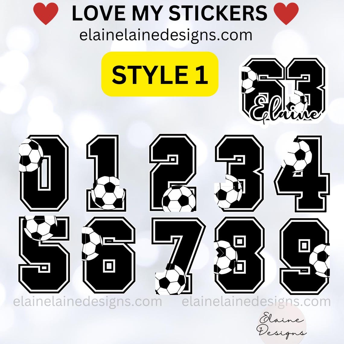 Soccer Stickers, Soccer number, Soccer ball, Custom Soccer Sticker, Custom Football Sticker, Personalized Soccer sticker, EED-Sports-301 - Image 3