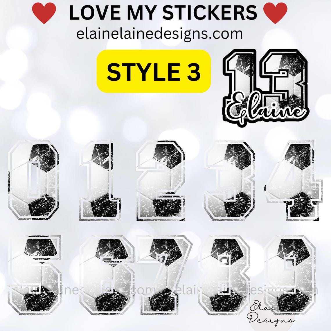 Soccer Stickers, Soccer number, Soccer ball, Custom Soccer Sticker, Custom Football Sticker, Personalized Soccer sticker, EED-Sports-301 - Image 5