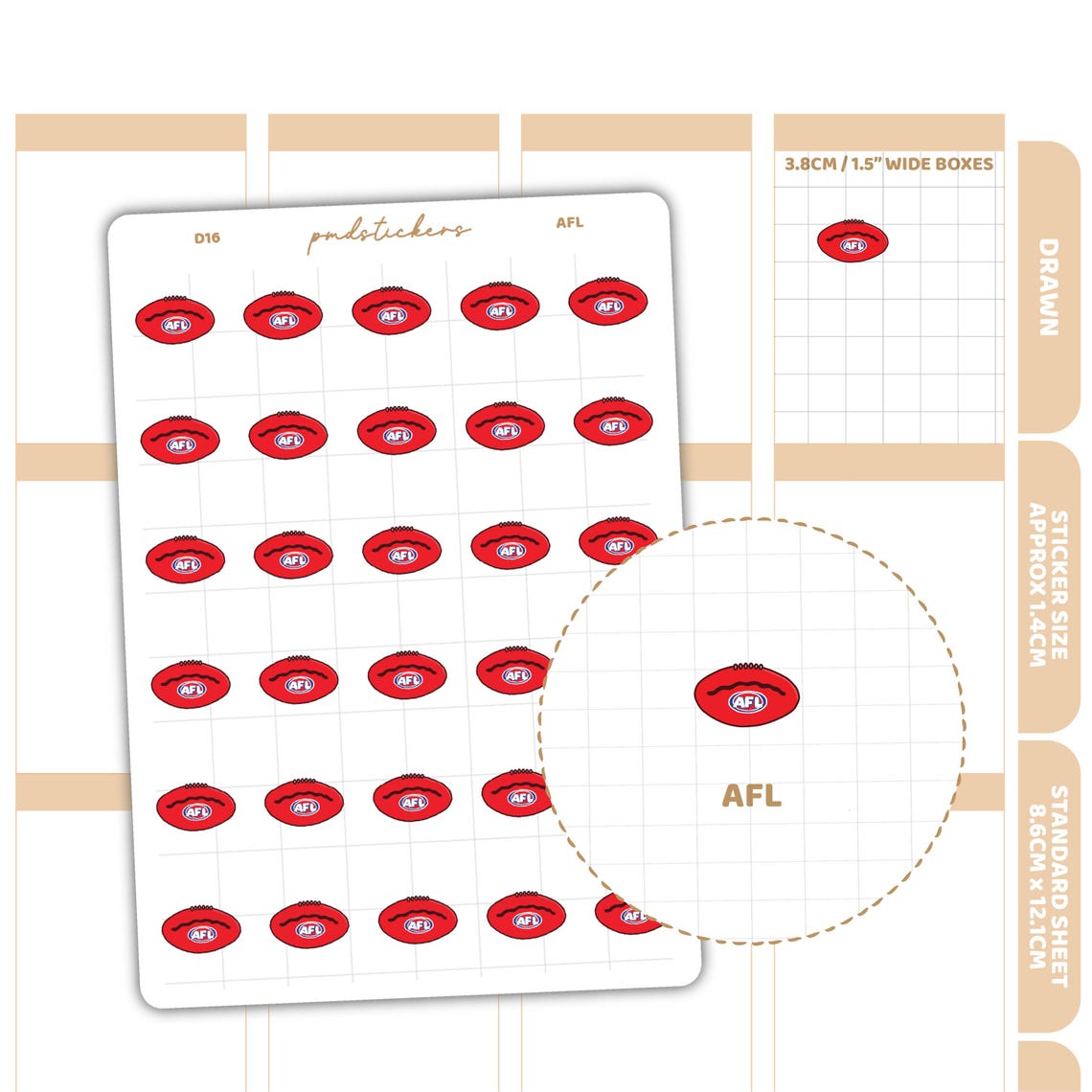 AFL Stickers | Drawn Planner Stickers | D16 - Image 2
