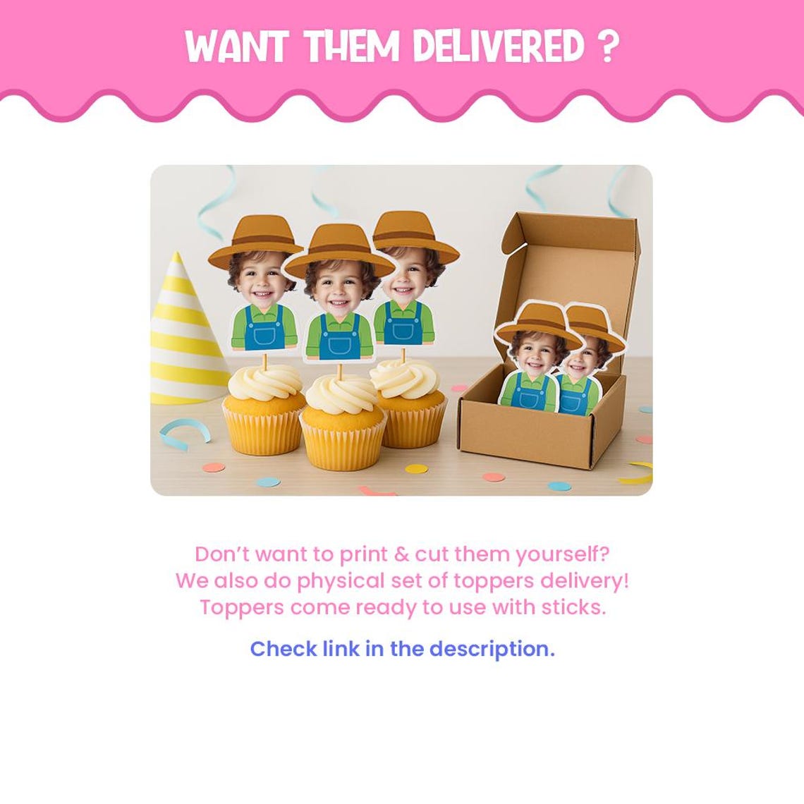 Football Personalized face cupcake toppers - Digital Printable cupcake toppers for birthday decor - Image 4